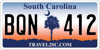 SC license plate BQN412