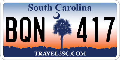 SC license plate BQN417