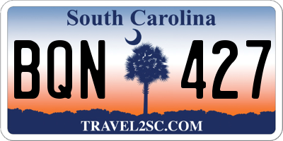 SC license plate BQN427