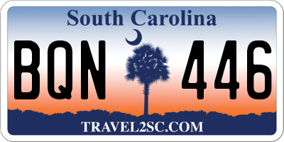 SC license plate BQN446