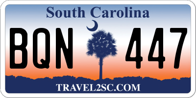 SC license plate BQN447