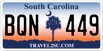 SC license plate BQN449