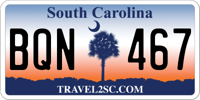 SC license plate BQN467