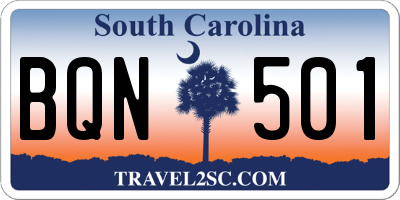 SC license plate BQN501