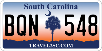 SC license plate BQN548