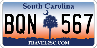 SC license plate BQN567
