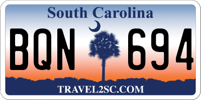 SC license plate BQN694