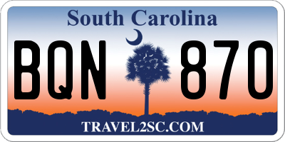 SC license plate BQN870