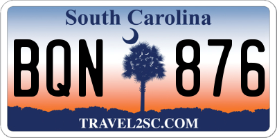SC license plate BQN876