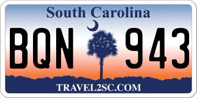 SC license plate BQN943