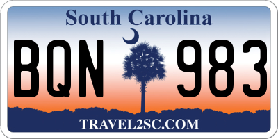 SC license plate BQN983
