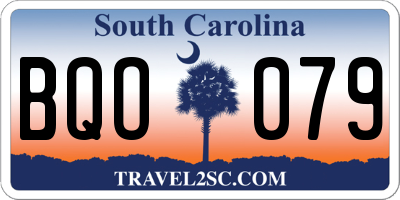 SC license plate BQO079