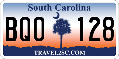 SC license plate BQO128