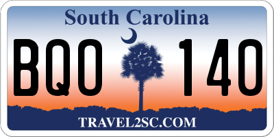 SC license plate BQO140