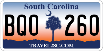 SC license plate BQO260