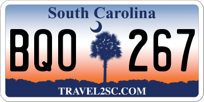SC license plate BQO267