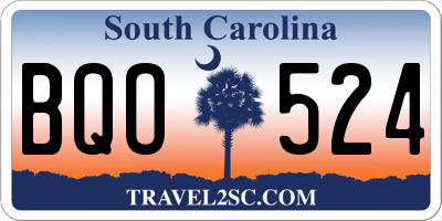 SC license plate BQO524