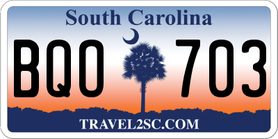 SC license plate BQO703