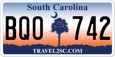 SC license plate BQO742
