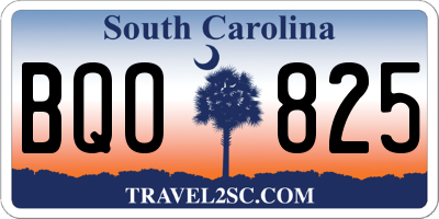 SC license plate BQO825
