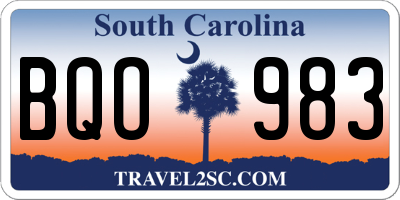 SC license plate BQO983