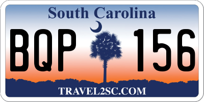 SC license plate BQP156