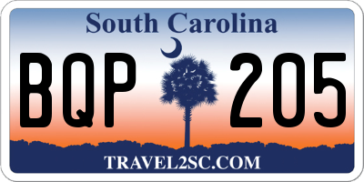 SC license plate BQP205