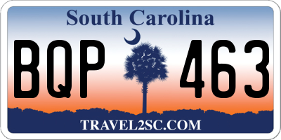 SC license plate BQP463