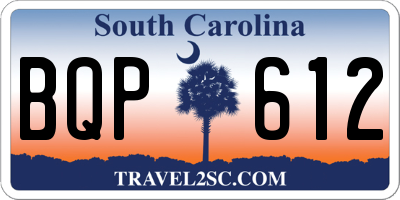 SC license plate BQP612