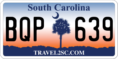 SC license plate BQP639