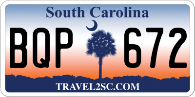 SC license plate BQP672