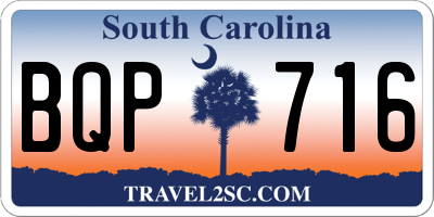 SC license plate BQP716