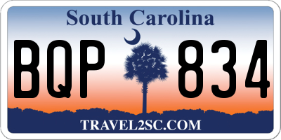 SC license plate BQP834