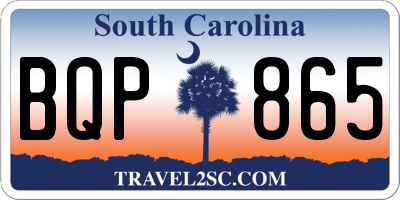 SC license plate BQP865