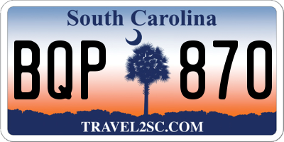 SC license plate BQP870