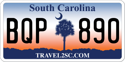 SC license plate BQP890