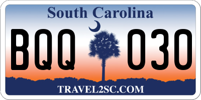 SC license plate BQQ030