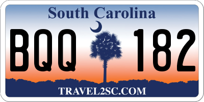 SC license plate BQQ182