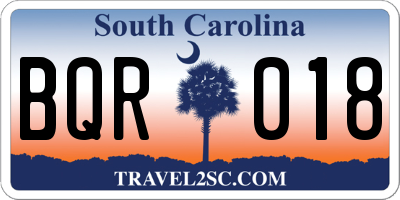SC license plate BQR018