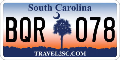 SC license plate BQR078