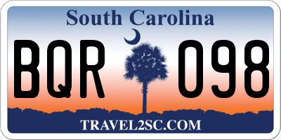 SC license plate BQR098