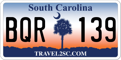 SC license plate BQR139