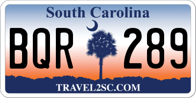 SC license plate BQR289