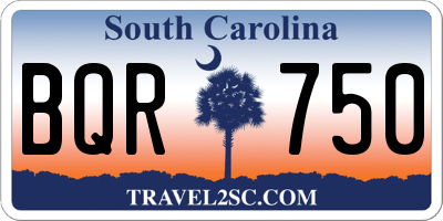 SC license plate BQR750