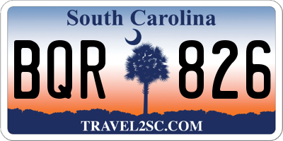 SC license plate BQR826