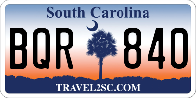 SC license plate BQR840