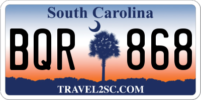 SC license plate BQR868