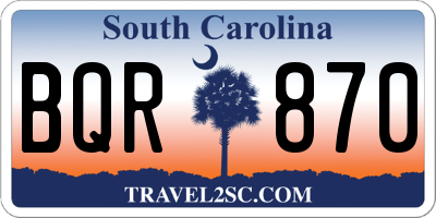 SC license plate BQR870