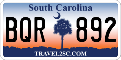 SC license plate BQR892