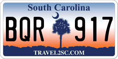 SC license plate BQR917